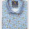 Regular Fit Sky Blue with Oranges Print Cotton Shirt