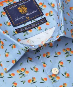 Alternative view of Regular Fit Sky Blue with Oranges Print Cotton Shirt