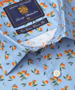 Alternative view of Tailored Fit Sky Blue with Oranges Print Cotton Shirt