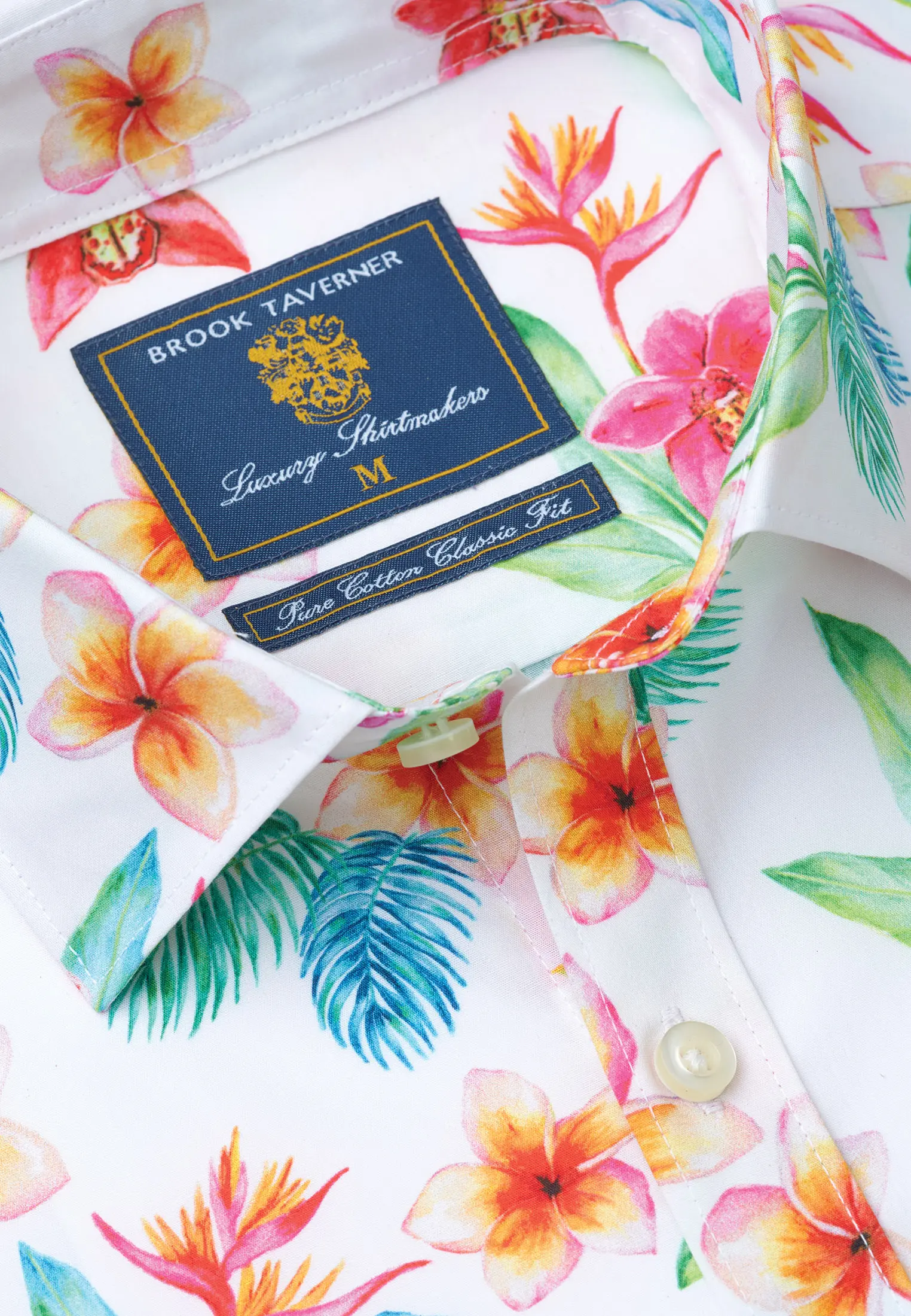 Regular Fit Ecru Flower Print Cotton Shirt - Image 2