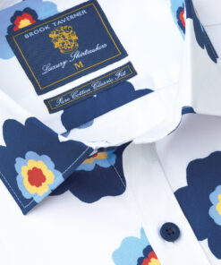 Alternative view of Regular Fit Ecru with Blue Flower Print Cotton Shirt