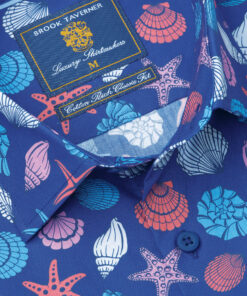 Alternative view of Regular Fit Deep Blue Shells Print REPREVE&reg; Cotton Shirt