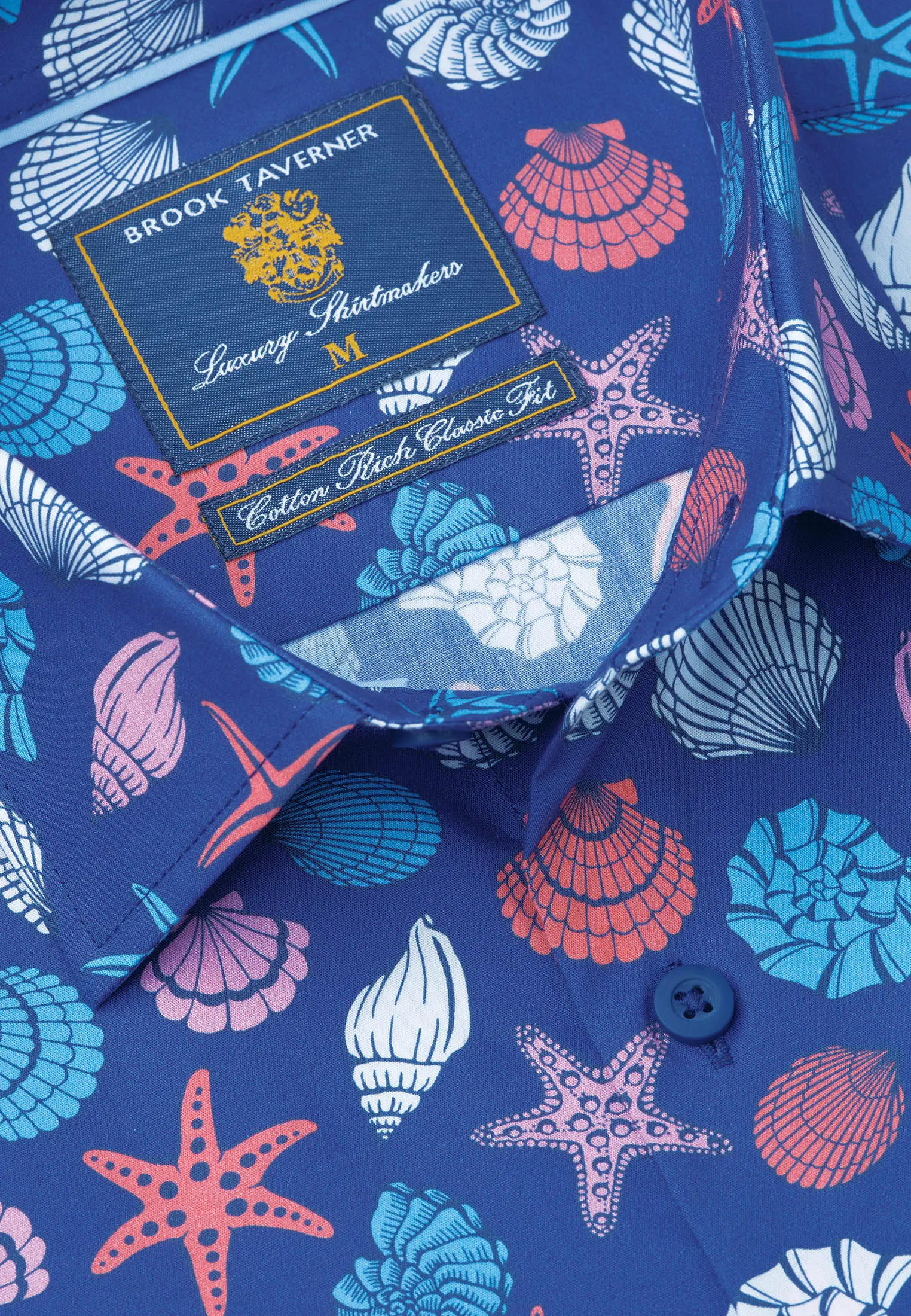 Regular Fit Deep Blue Shells Print REPREVE&reg; Cotton Shirt - Image 2