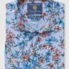 Regular Fit Blue Floral Print Cotton Shirt