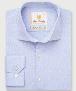 Tailored Fit Sky Blue Floral Jacquard Cotton Shirt