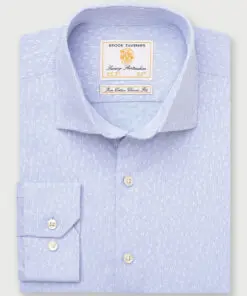 Tailored Fit Sky Blue Floral Jacquard Cotton Shirt