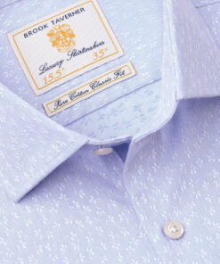 Alternative view of Tailored Fit Sky Blue Floral Jacquard Cotton Shirt