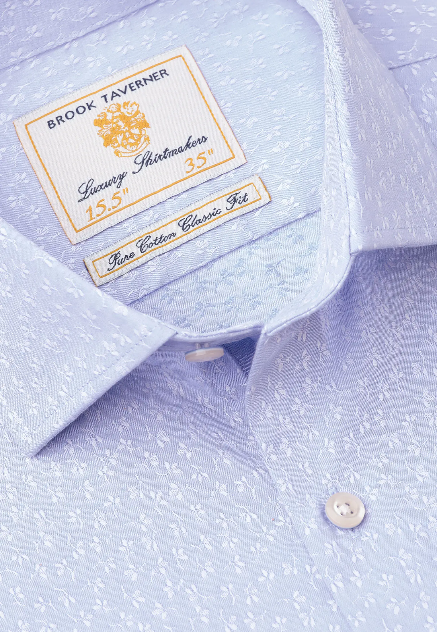 Tailored Fit Sky Blue Floral Jacquard Cotton Shirt - Image 2