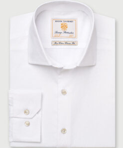 Tailored Fit White Floral Jacquard Cotton Shirt