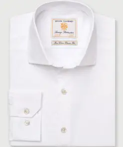 Tailored Fit White Floral Jacquard Cotton Shirt