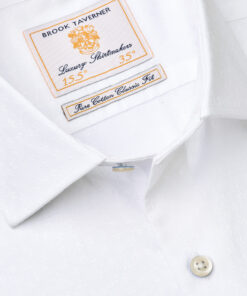 Alternative view of Tailored Fit White Floral Jacquard Cotton Shirt