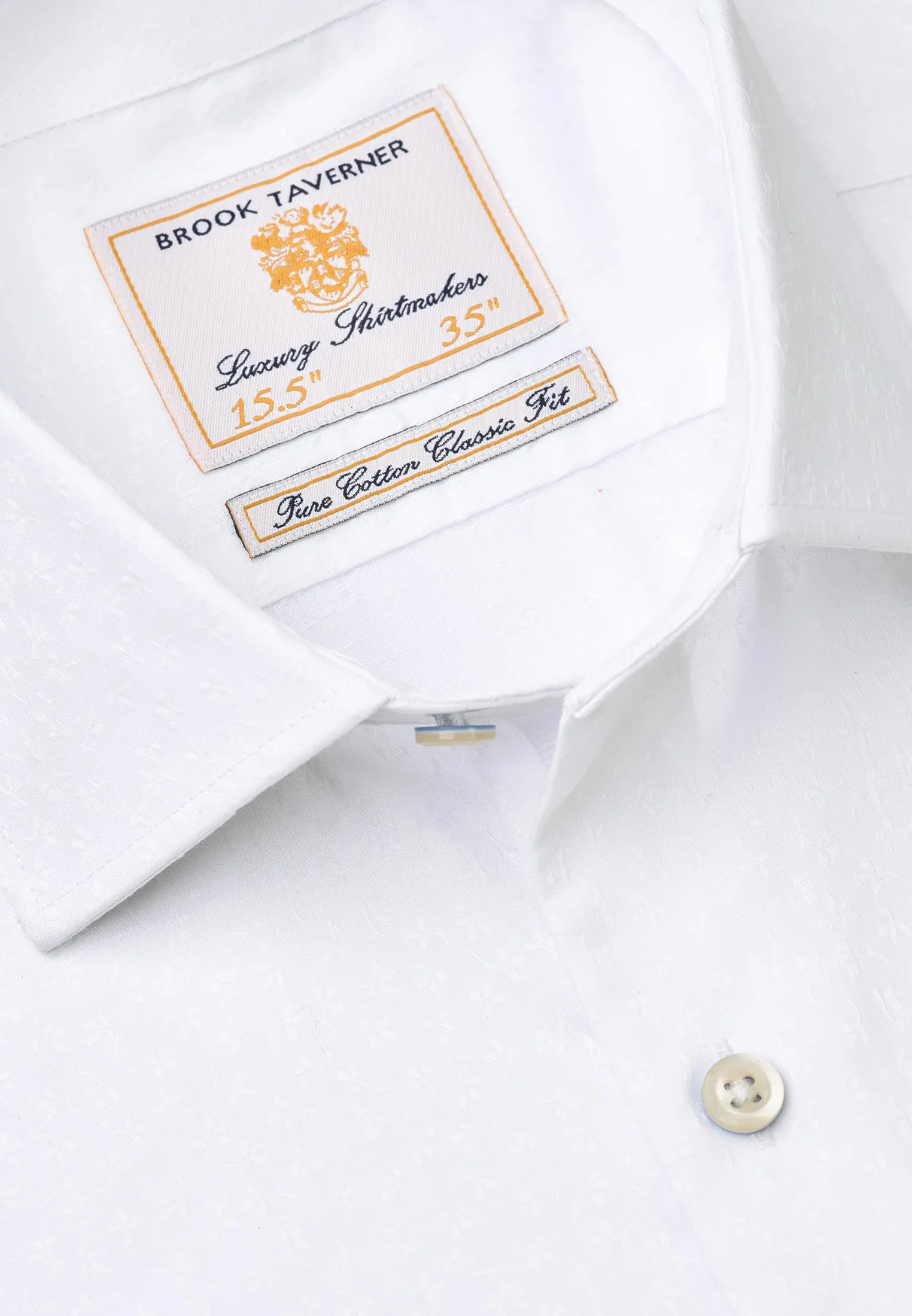 Regular Fit White Floral Jacquard Cotton Shirt - Image 2