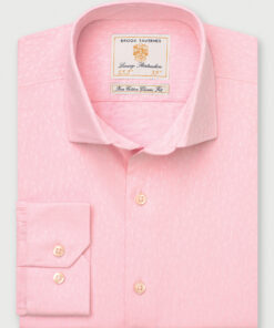 Tailored Fit Pink Floral Jacquard Cotton Shirt