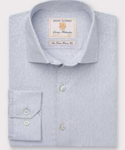 Tailored Fit Silver Grey Floral Jacquard Cotton Shirt