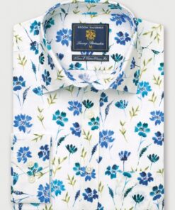 Regular Fit Meadow Print Linen Cotton Shirt