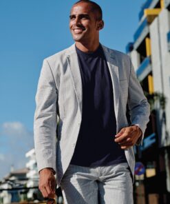 Tailored Fit Drewett Blue Striped Cotton Stretch Seersucker Jacket