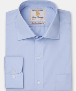 Tailored Fit Single Cuff Blue Poplin Cotton Shirt