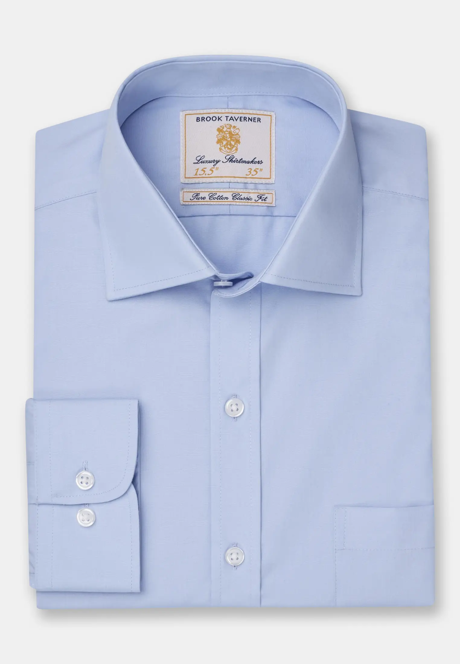 Tailored Fit Single Cuff Blue Poplin Cotton Shirt