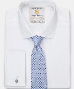 Regular Fit Double Cuff White Poplin Cotton Shirt