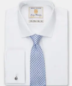 Regular Fit Double Cuff White Poplin Cotton Shirt