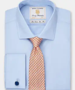 Tailored Fit Double Cuff Blue Poplin Cotton Shirt