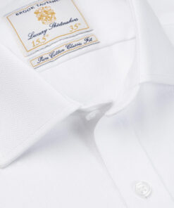 Alternative view of Regular Fit Single Cuff White Herringbone Cotton Shirt - Two Sleeve Lengths Available