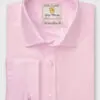 Regular Fit Pink Herringbone Double Cuff Cotton Shirt