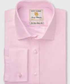 Regular Fit Pink Herringbone Double Cuff Cotton Shirt