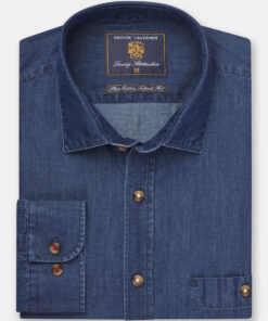 Tailored Fit Navy Chambray Cotton Shirt