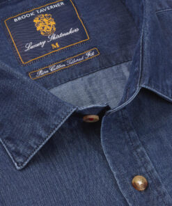 Alternative view of Tailored Fit Navy Chambray Cotton Shirt