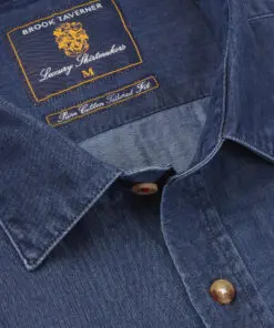 Alternative view of Tailored Fit Navy Chambray Cotton Shirt