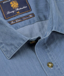 Alternative view of Tailored Fit Light Blue Chambray Cotton Shirt