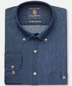 Regular Fit Navy Chambray Cotton Shirt