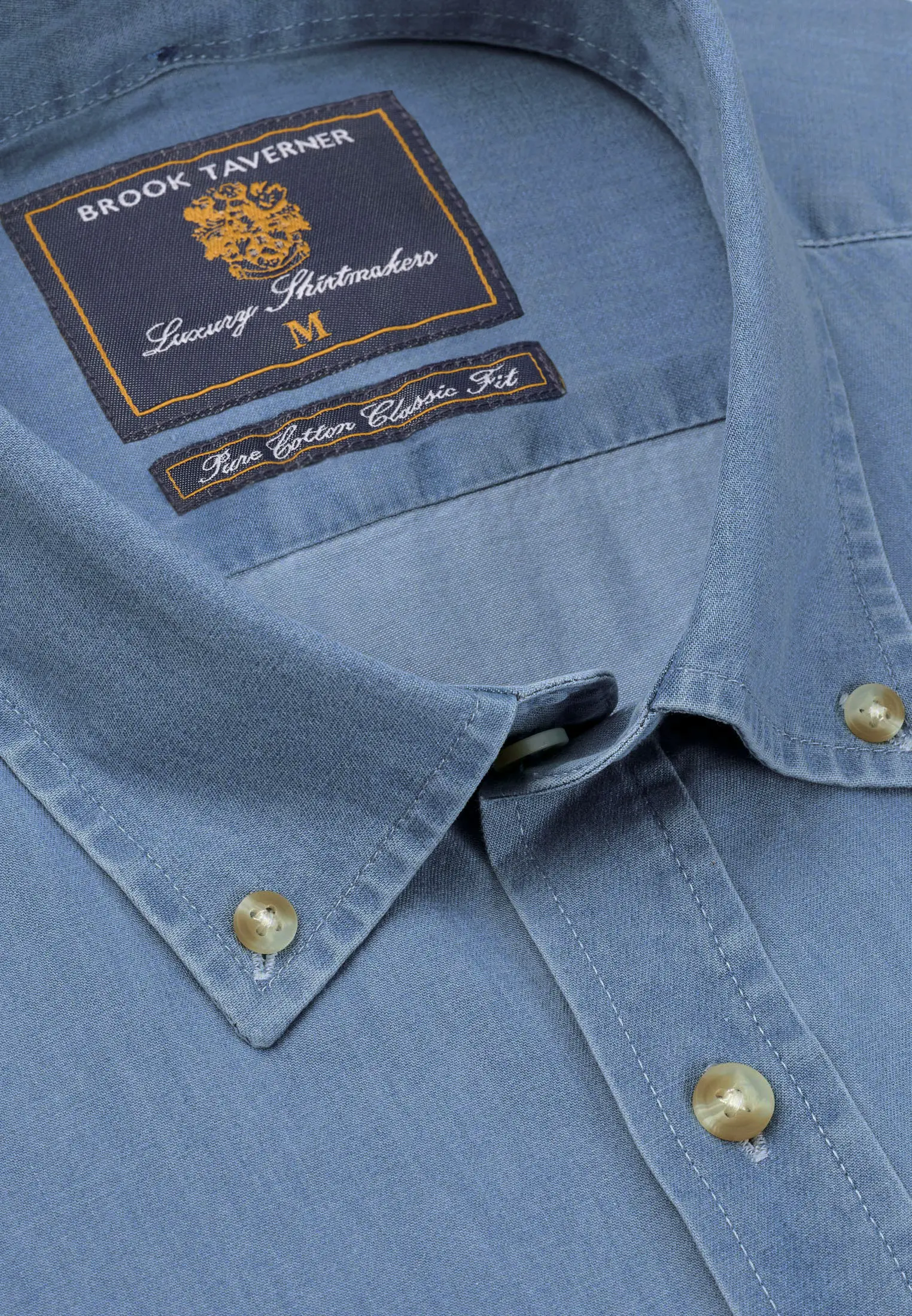 Regular Fit Light Blue Chambray Cotton Shirt - Image 2