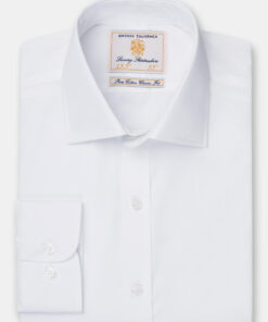 Tailored Fit Single Cuff White Poplin Cotton Shirt