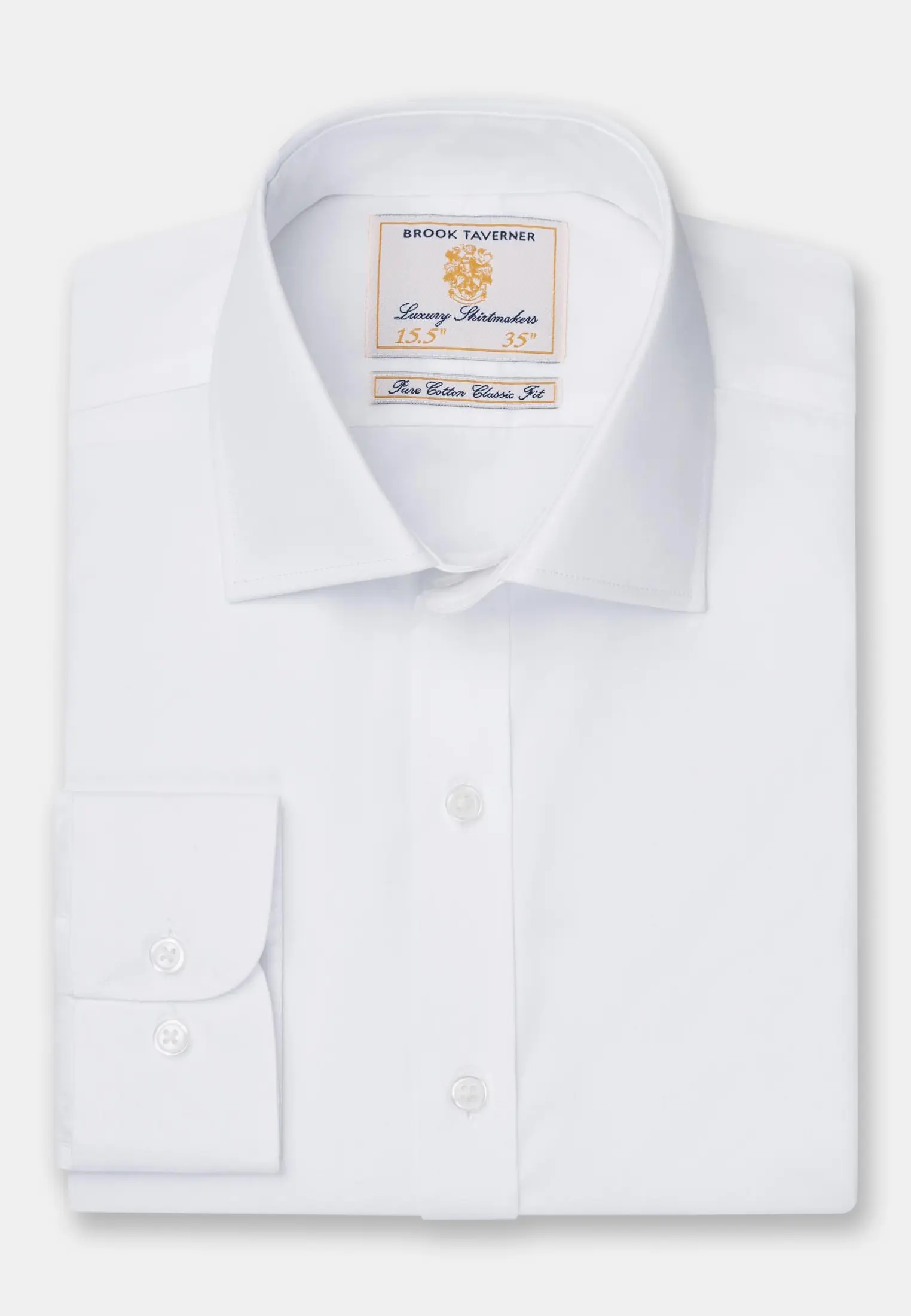 Tailored Fit Single Cuff White Poplin Cotton Shirt