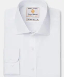 Regular Fit Single Cuff White Poplin Cotton Shirt
