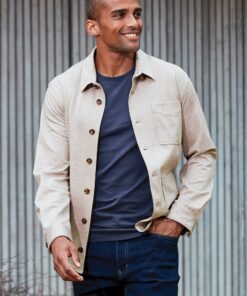 Russell Natural Patch Pocket Stretch Jersey Knit Overshirt