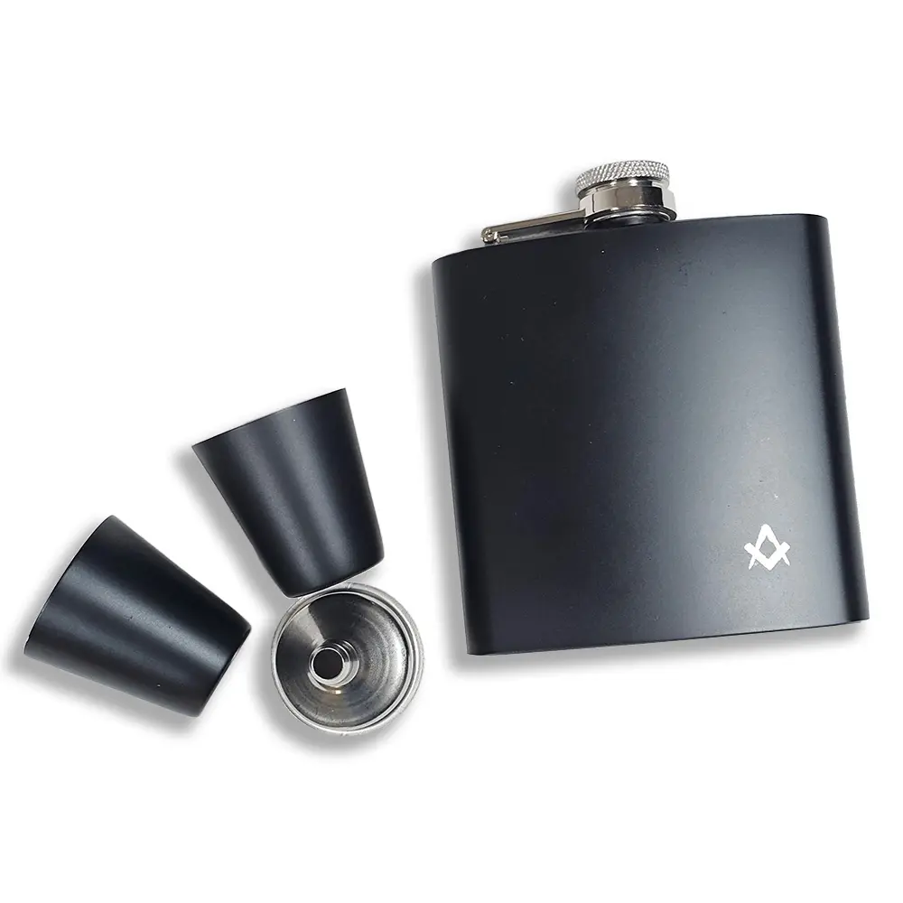 Hip Flask Gift Set in Black