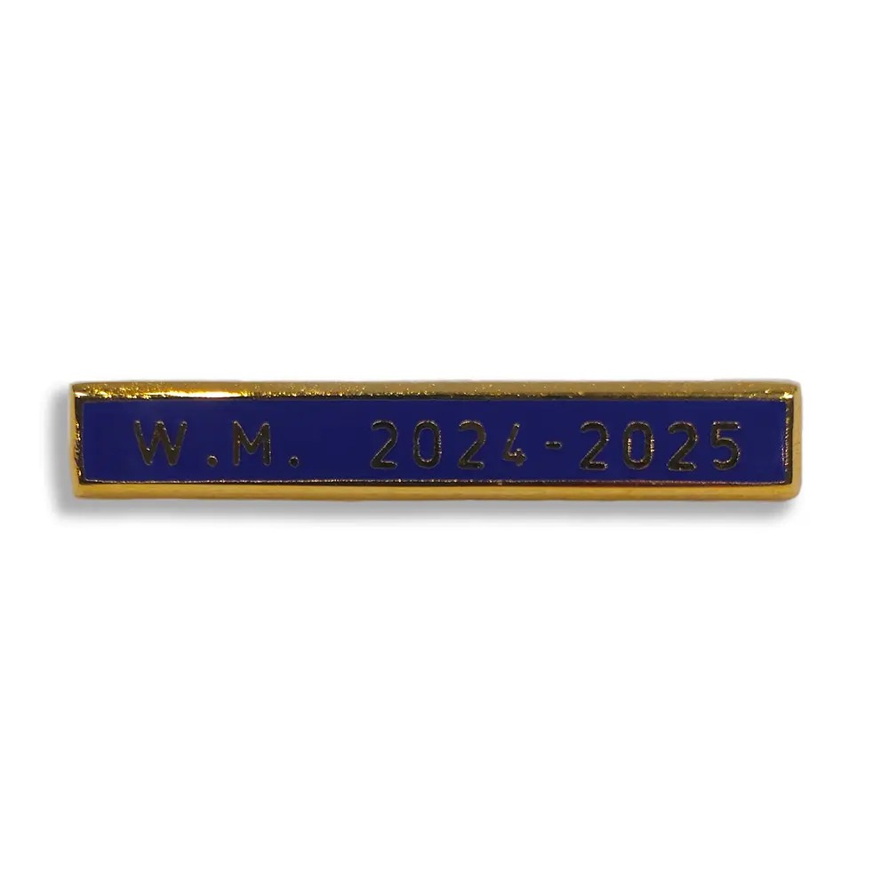 Ribbon Date Bar Gilt Letters On Blue Enamel