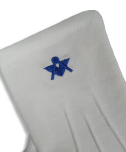 Alternative view of Ladies White Cotton Glove With Square and Compass Motif - Ladies Size