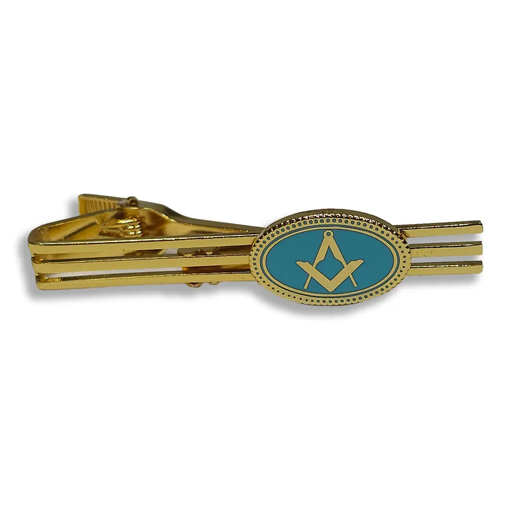 Cufflink and Tie retainer set - Light Blue oval square & Compass - Image 3