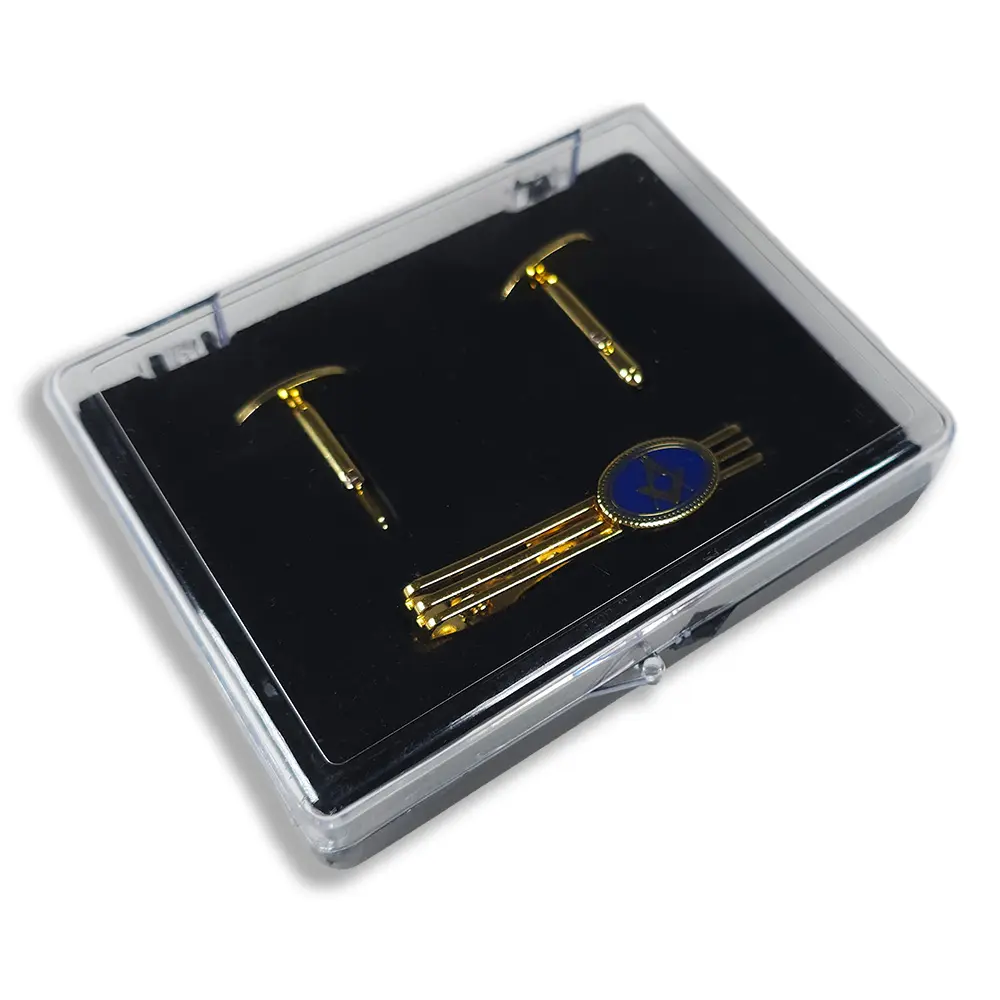 Cufflink and Tie retainer set - Royal Blue oval square & Compass - Image 3