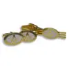 Cufflink and Tie retainer set - White oval square & Compass