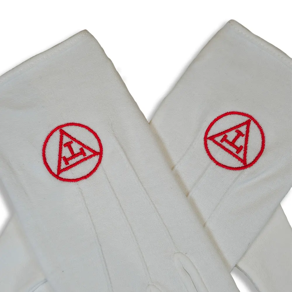 White Gloves with Triple Tau Motif - Image 3