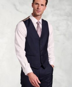 Tailored Fit Affleck Navy Wool Suit Waistcoat
