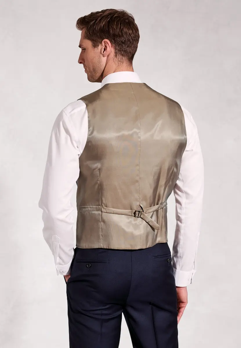 Tailored Fit Affleck Navy Wool Suit Waistcoat - Image 2