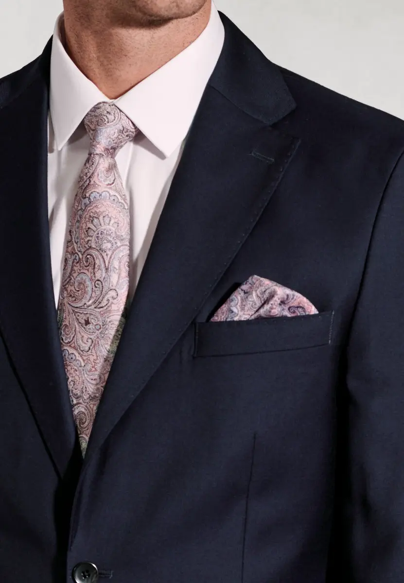 Tailored Fit Affleck Navy British Wool Suit Jacket - Image 2