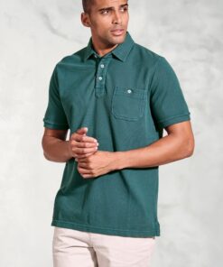 Agassi Teal Garment Washed Pure Cotton Pique Polo Shirt