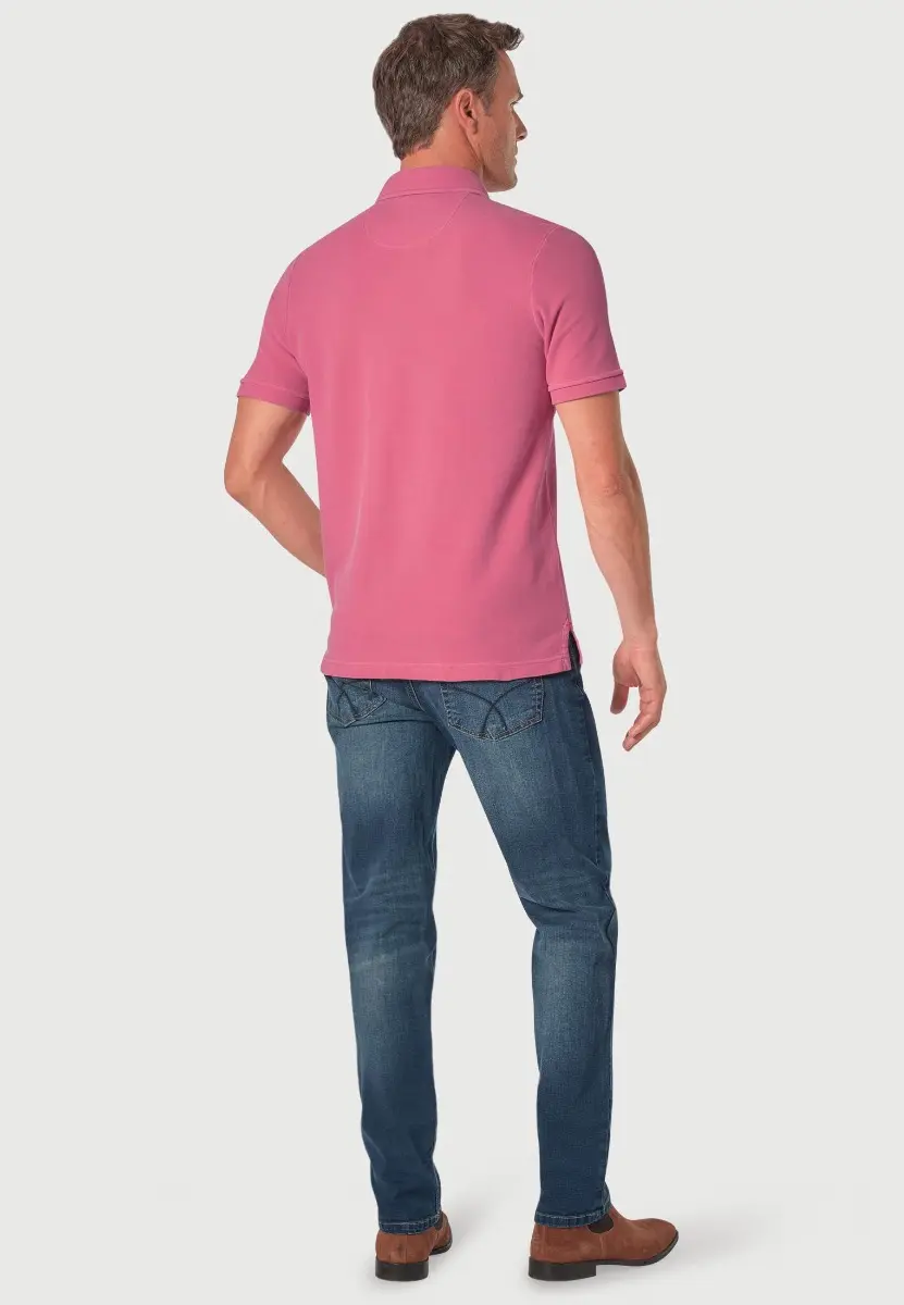 Agassi Pink Garment Washed Pure Cotton Pique Polo Shirt - Image 2